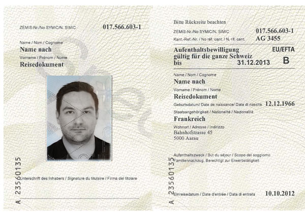 Muster-Ausländerausweis-Innenseite